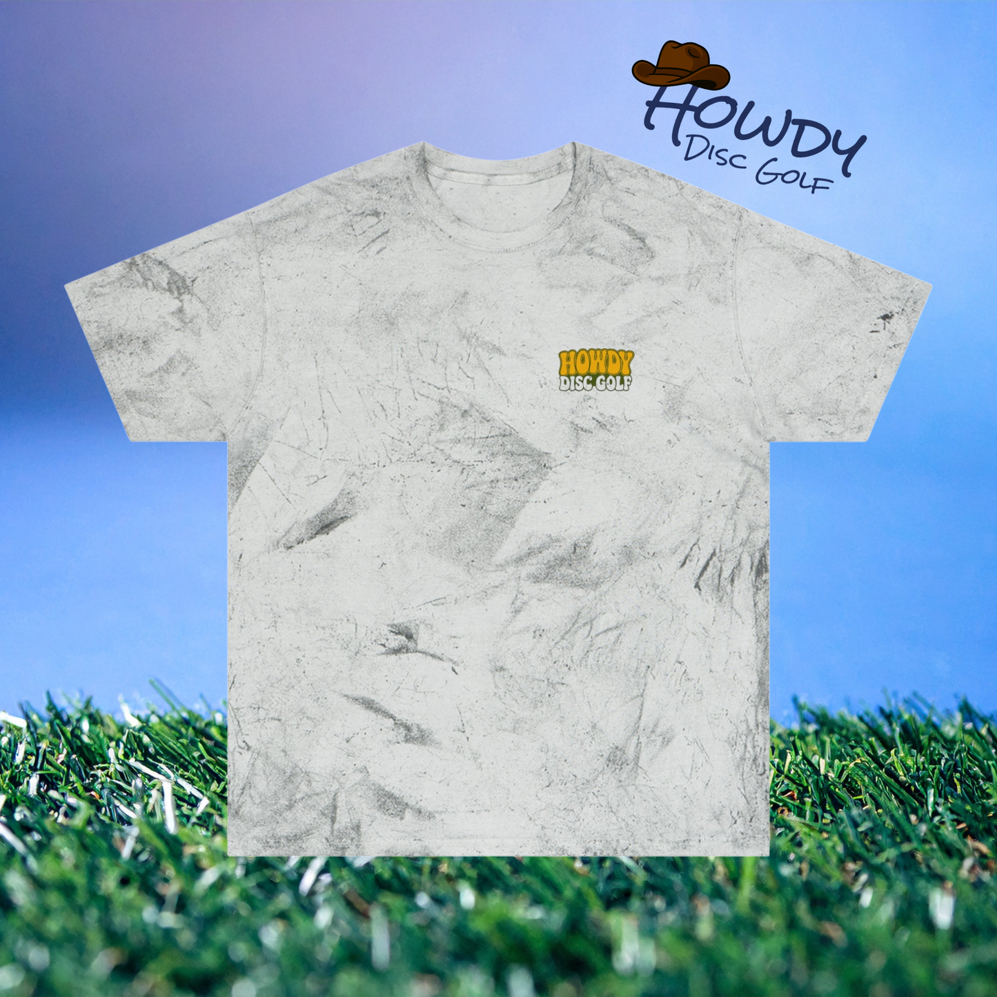 T-Shirt Howdy Disc Golf Tee 'Where Discs Are Thrown, No Evil Can Exist' Tie-Dye Design
