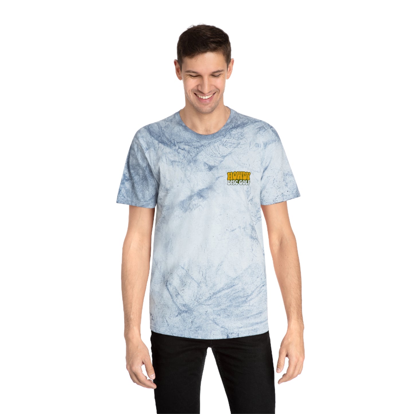 T-Shirt Howdy Disc Golf Tee 'Where Discs Are Thrown, No Evil Can Exist' Tie-Dye Design