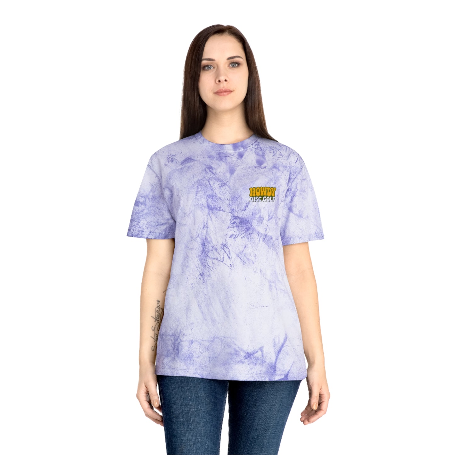 T-Shirt Howdy Disc Golf Tee 'Where Discs Are Thrown, No Evil Can Exist' Tie-Dye Design