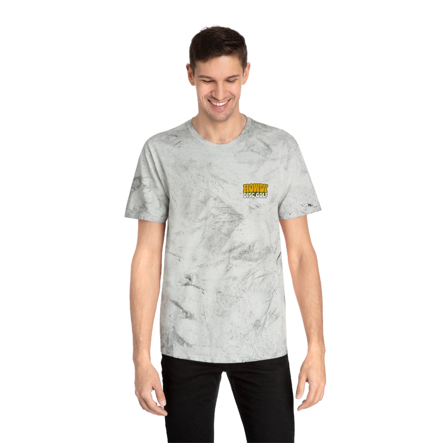 T-Shirt Howdy Disc Golf Tee 'Where Discs Are Thrown, No Evil Can Exist' Tie-Dye Design