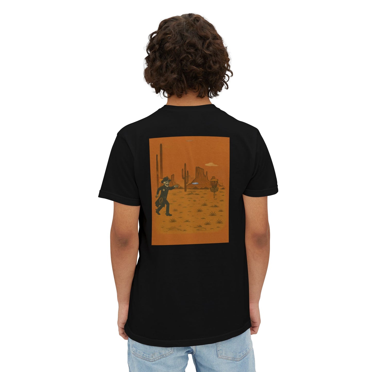 Pocket T-Shirt - 'Dead Heat Desert Fling' Disc Golf Skeleton Design