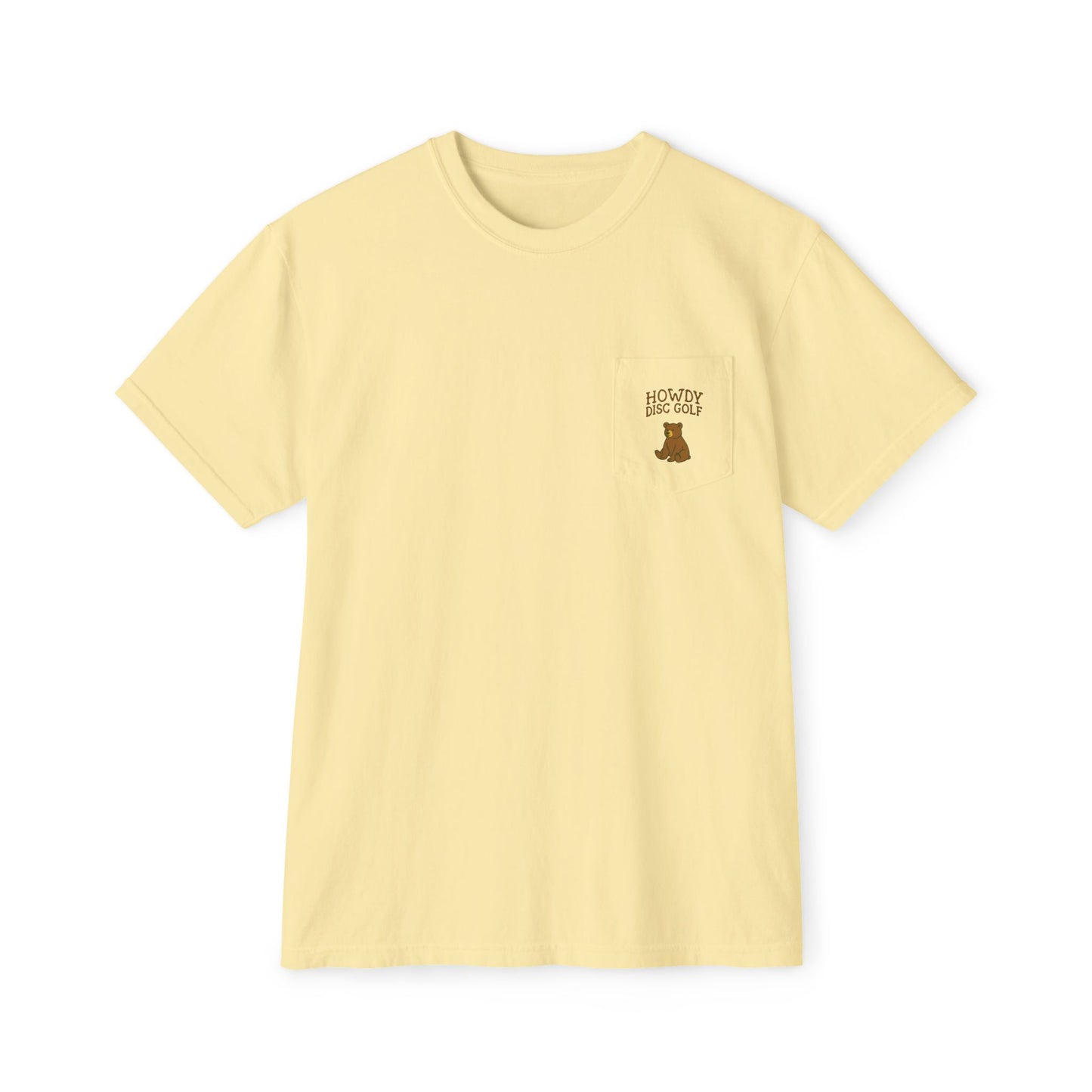 Pocket T-Shirt Playful Bear Hanging Basket Design