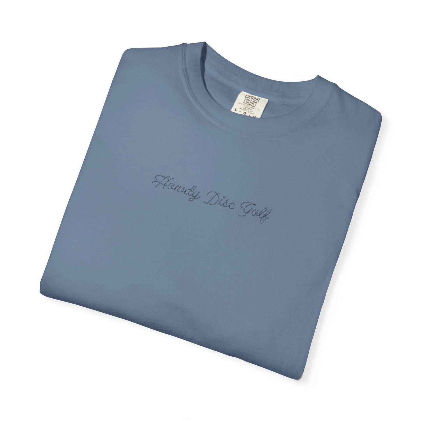 T-Shirt - Playful Bear Hanging from Disc Golf Basket - Howdy Disc Golf - Unisex Garment-Dyed