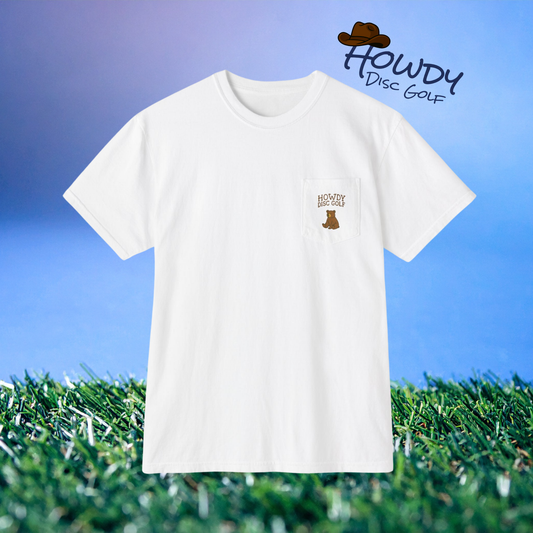 Pocket T-Shirt Playful Bear Hanging Basket Design