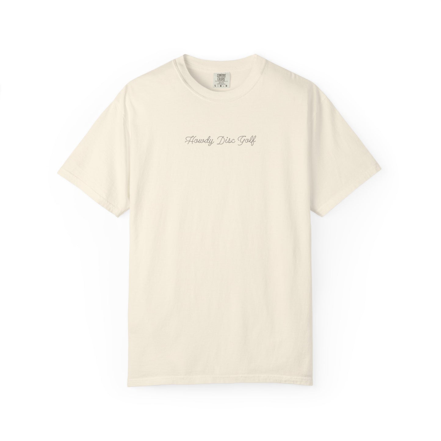 T-Shirt - Playful Bear Hanging from Disc Golf Basket - Howdy Disc Golf - Unisex Garment-Dyed