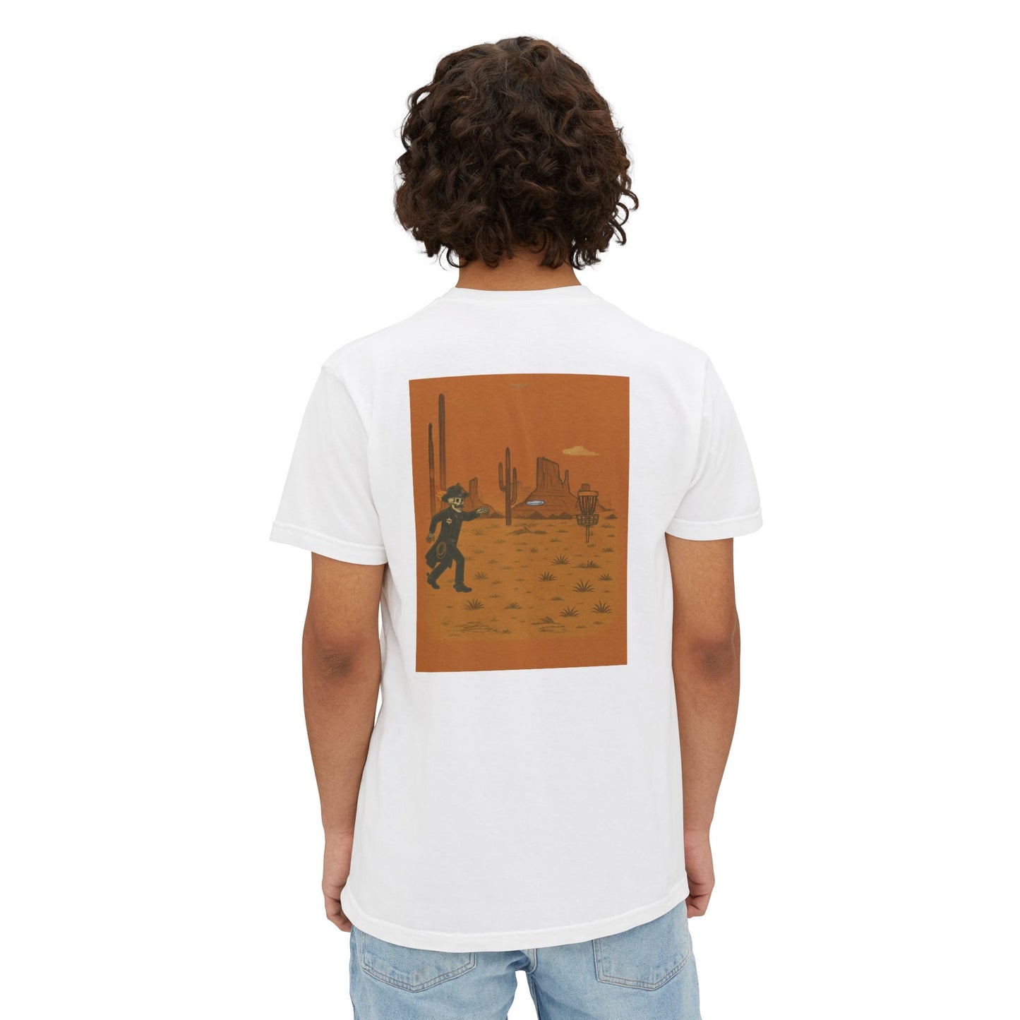 Pocket T-Shirt - 'Dead Heat Desert Fling' Disc Golf Skeleton Design
