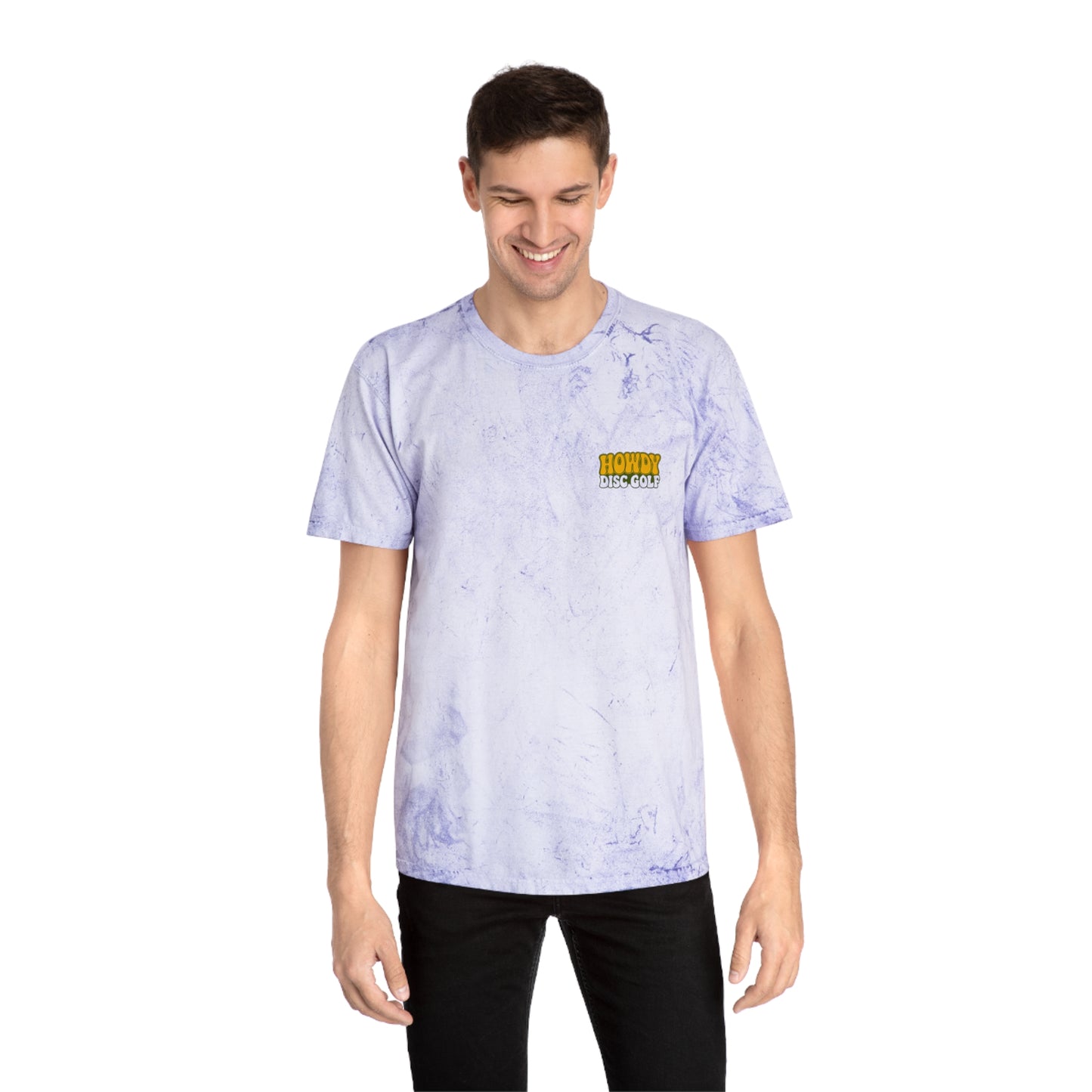 T-Shirt Howdy Disc Golf Tee 'Where Discs Are Thrown, No Evil Can Exist' Tie-Dye Design