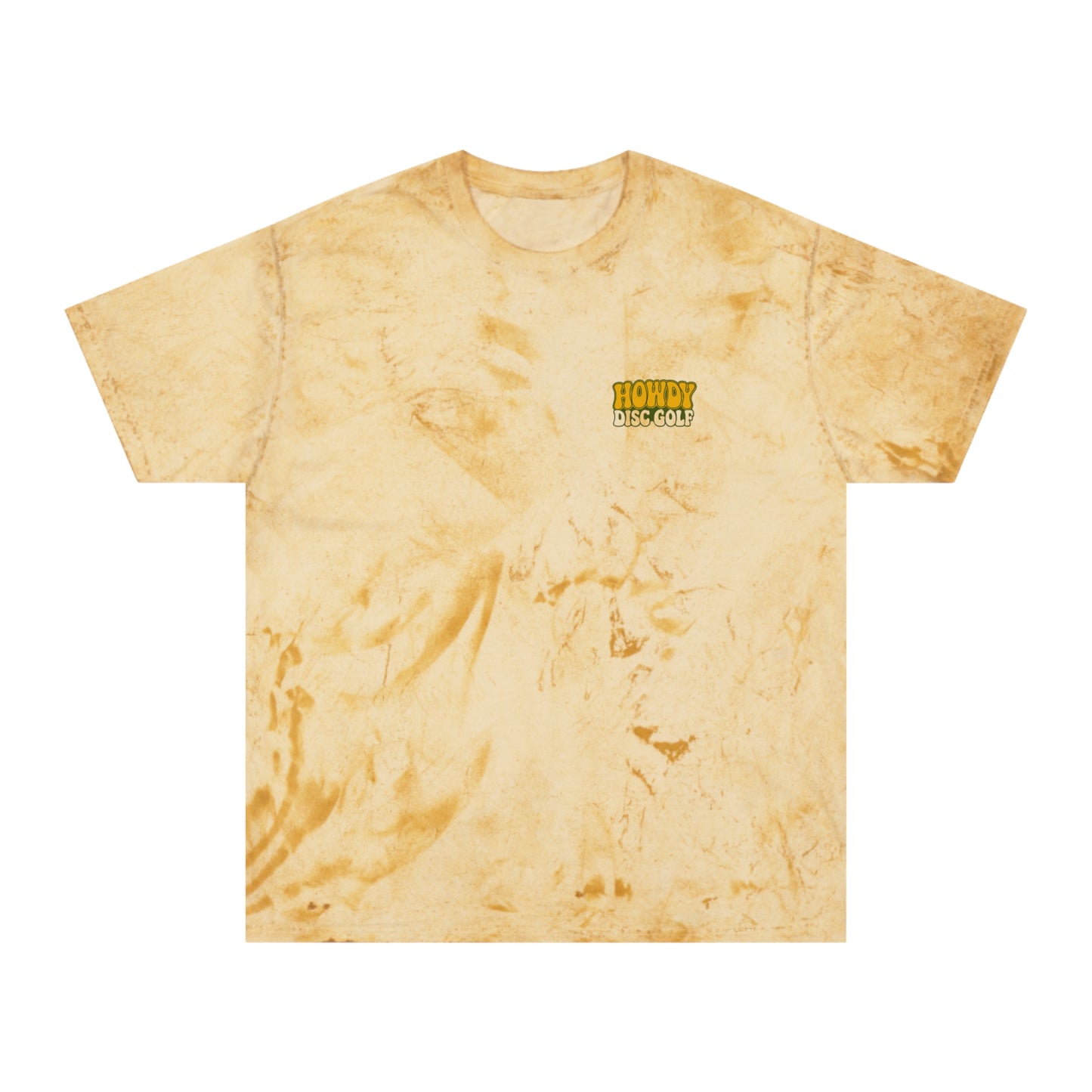T-Shirt Howdy Disc Golf Tee 'Where Discs Are Thrown, No Evil Can Exist' Tie-Dye Design