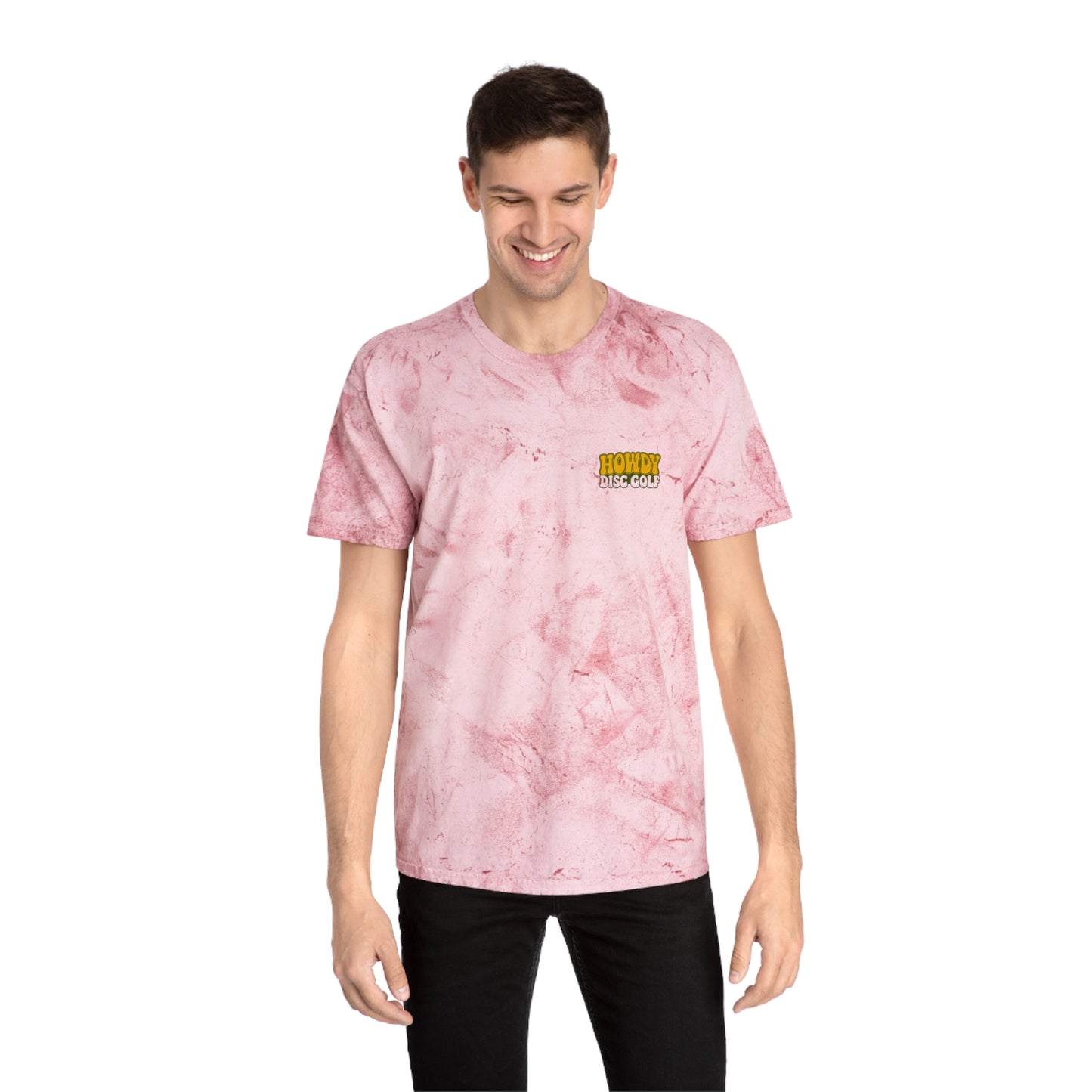 T-Shirt Howdy Disc Golf Tee 'Where Discs Are Thrown, No Evil Can Exist' Tie-Dye Design