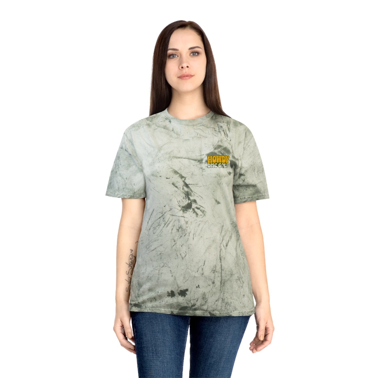 T-Shirt Howdy Disc Golf Tee 'Where Discs Are Thrown, No Evil Can Exist' Tie-Dye Design