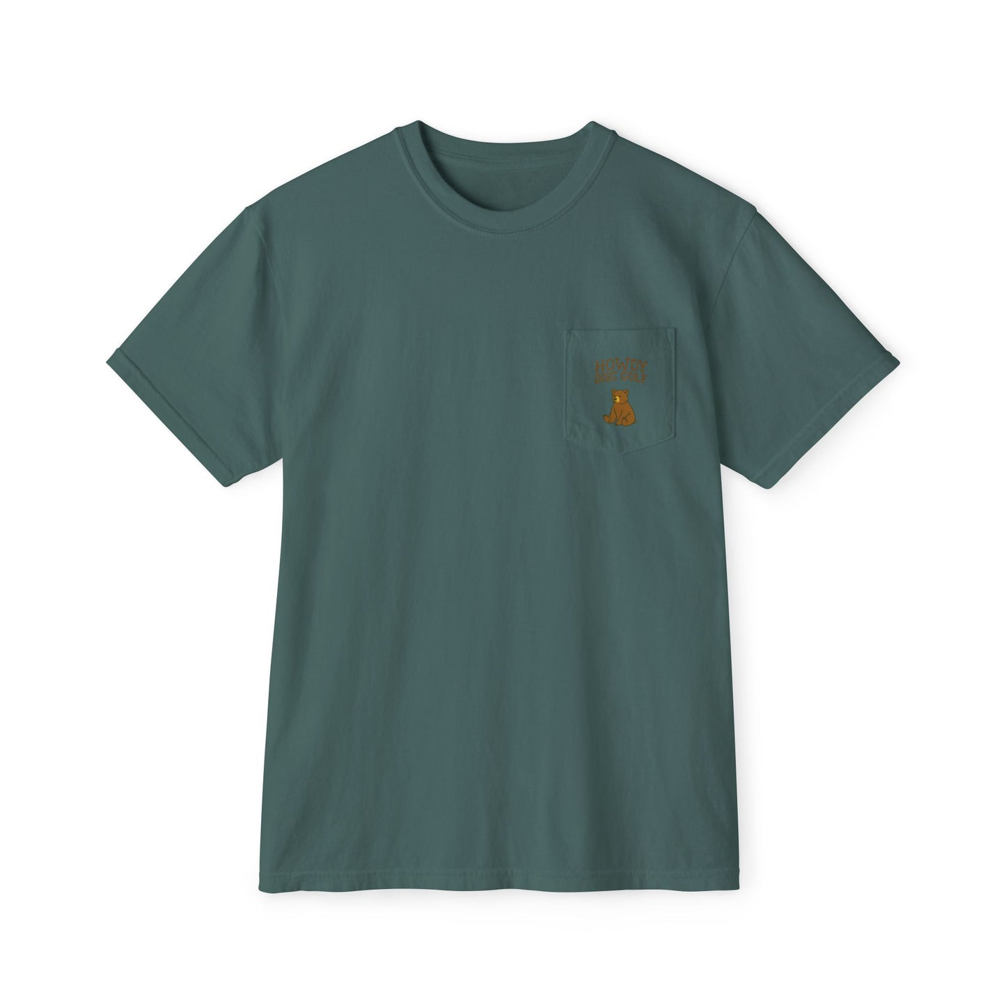 Pocket T-Shirt Playful Bear Hanging Basket Design