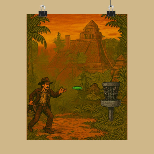 Temple Of The Huck - 8x10 Aztec Disc Golf Poster