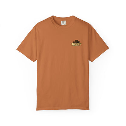 T-Shirt - Playful Bear Hanging from Disc Golf Basket - Howdy Disc Golf - Unisex Garment-Dyed