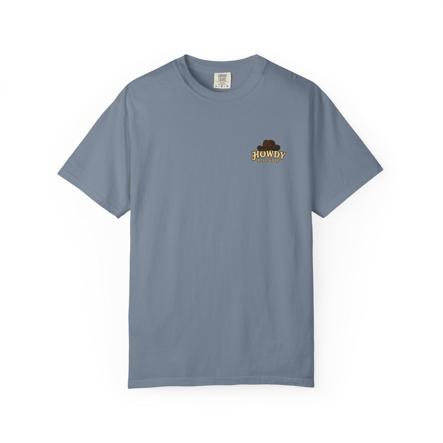 T-Shirt - Playful Bear Hanging from Disc Golf Basket - Howdy Disc Golf - Unisex Garment-Dyed
