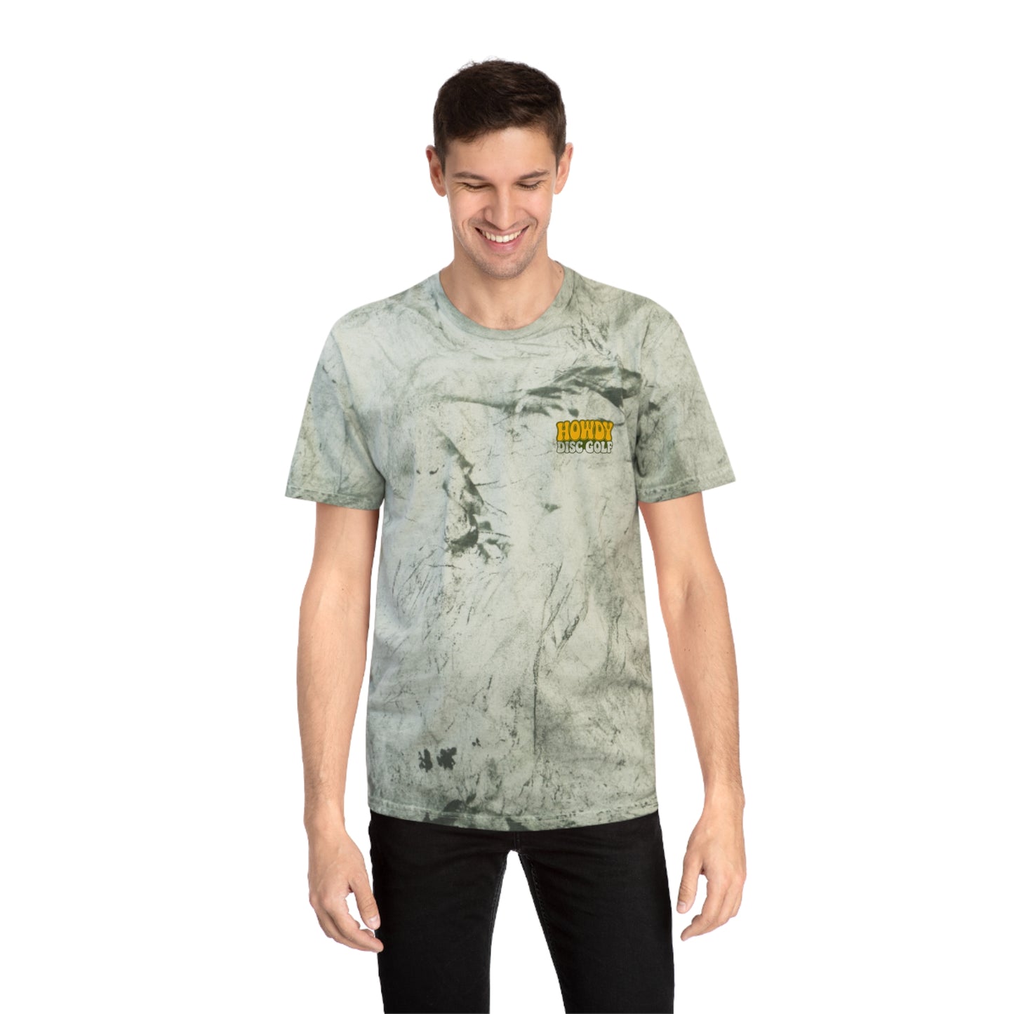 T-Shirt Howdy Disc Golf Tee 'Where Discs Are Thrown, No Evil Can Exist' Tie-Dye Design