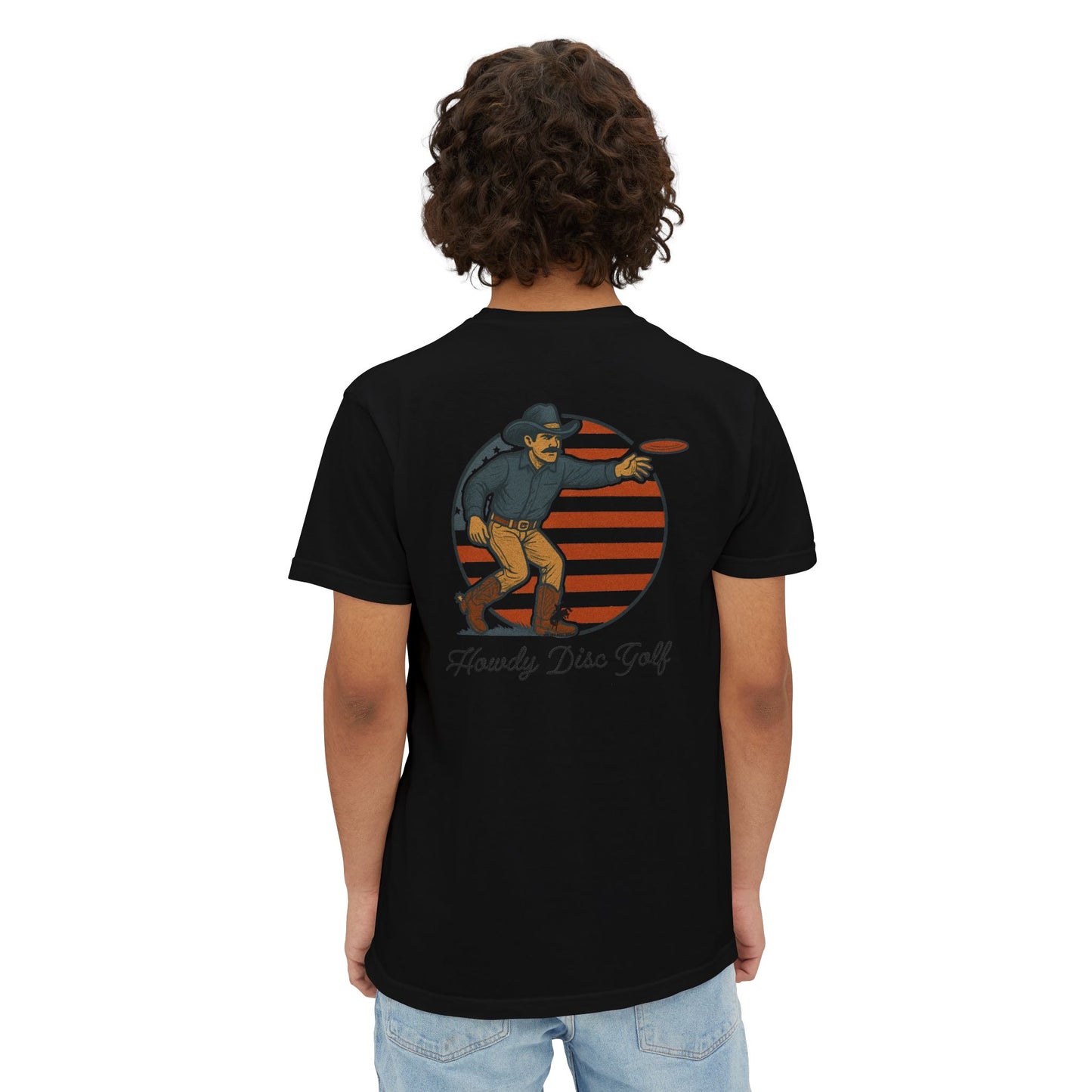 American Cowboy Huck -Patriotic Disc Golf Pocket Tee (Comfort Colors)