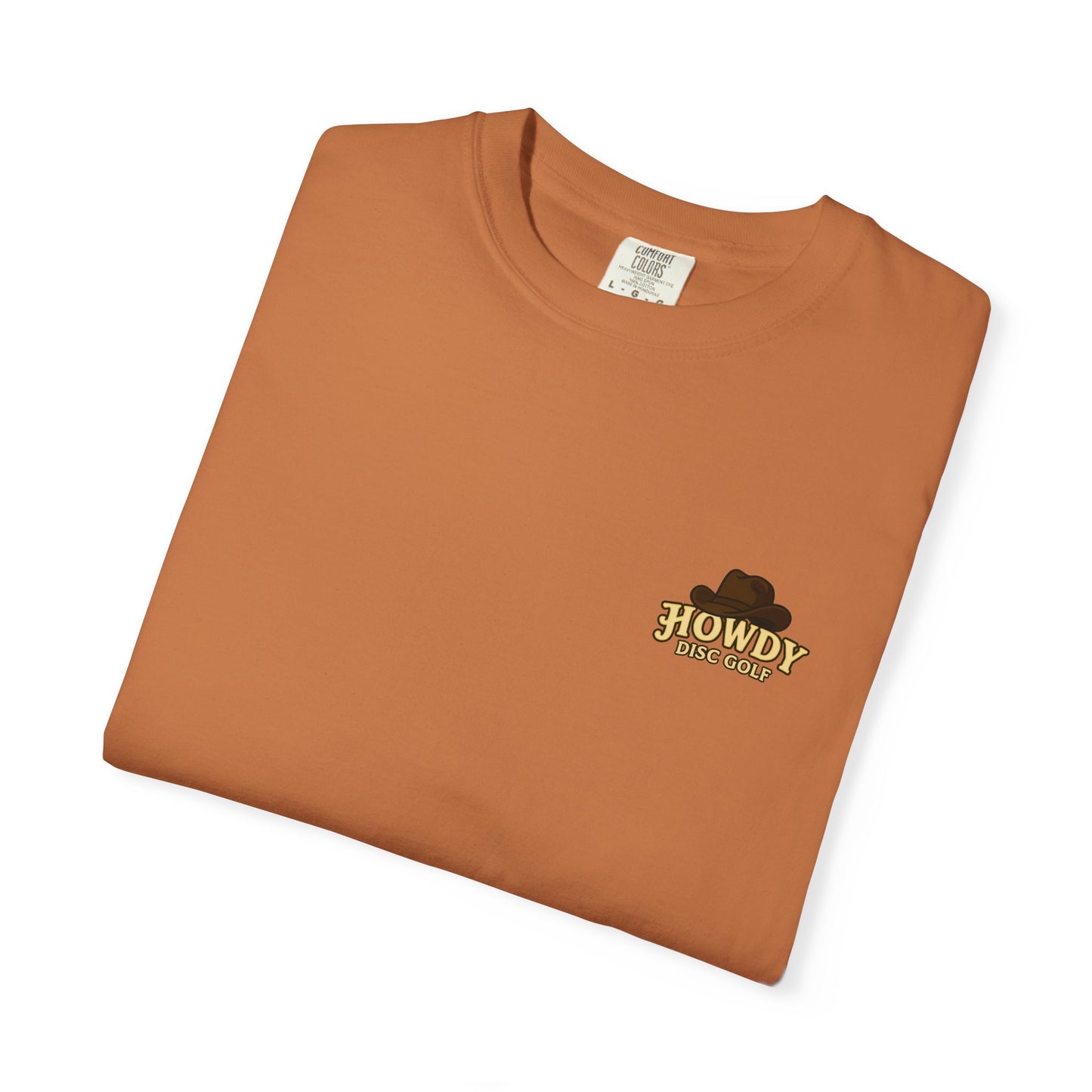 T-Shirt - Playful Bear Hanging from Disc Golf Basket - Howdy Disc Golf - Unisex Garment-Dyed