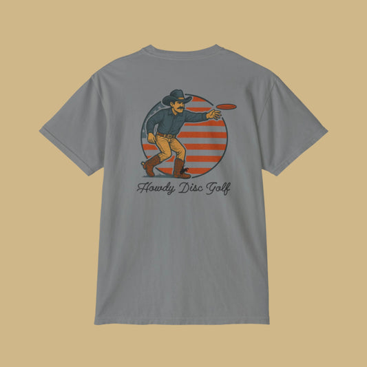 American Cowboy Huck -Patriotic Disc Golf Pocket Tee (Comfort Colors)