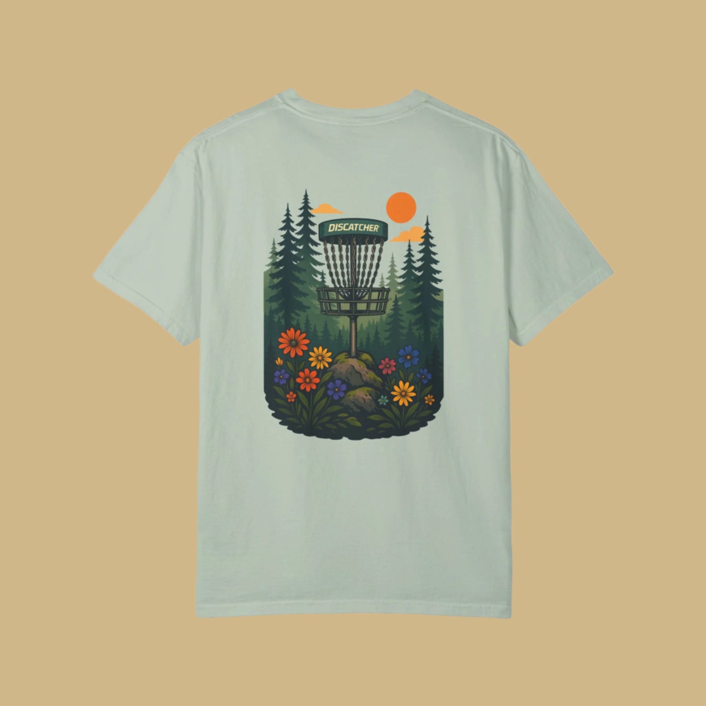 T-shirt Disc Basket Pine Tree Flowers