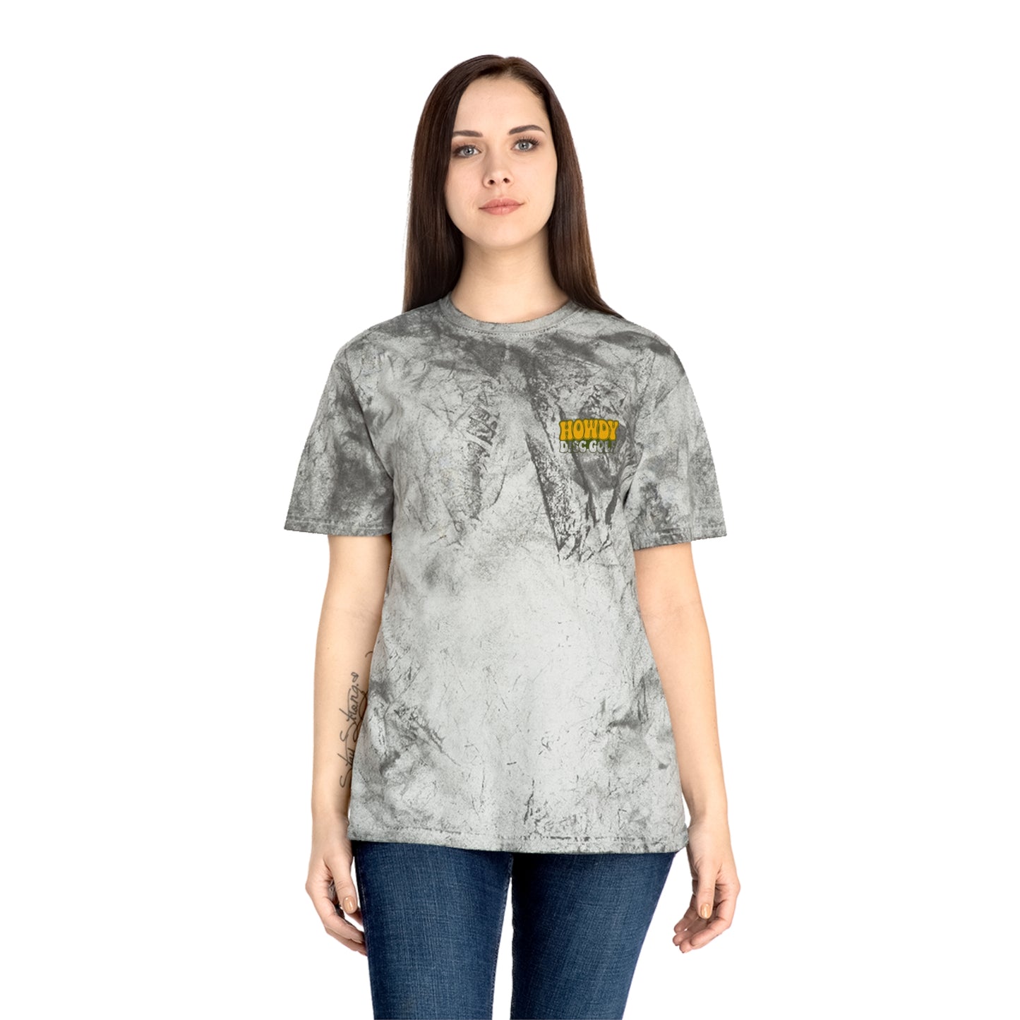 T-Shirt Howdy Disc Golf Tee 'Where Discs Are Thrown, No Evil Can Exist' Tie-Dye Design