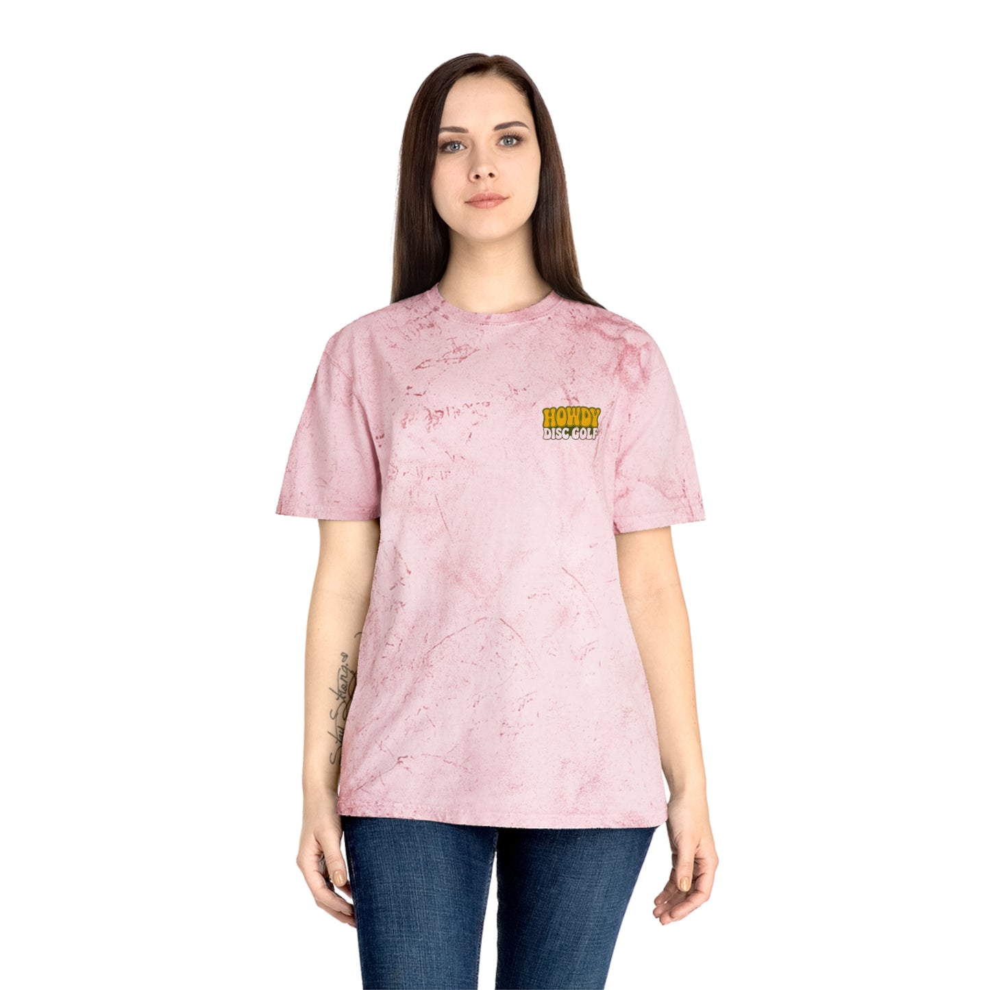 T-Shirt Howdy Disc Golf Tee 'Where Discs Are Thrown, No Evil Can Exist' Tie-Dye Design