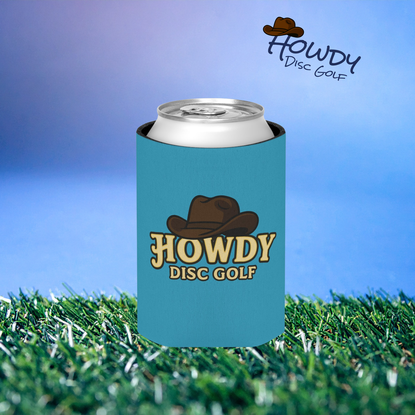 Can Cooler — "Howdy Disc Golf" Cowboy Hat Drink Koozie