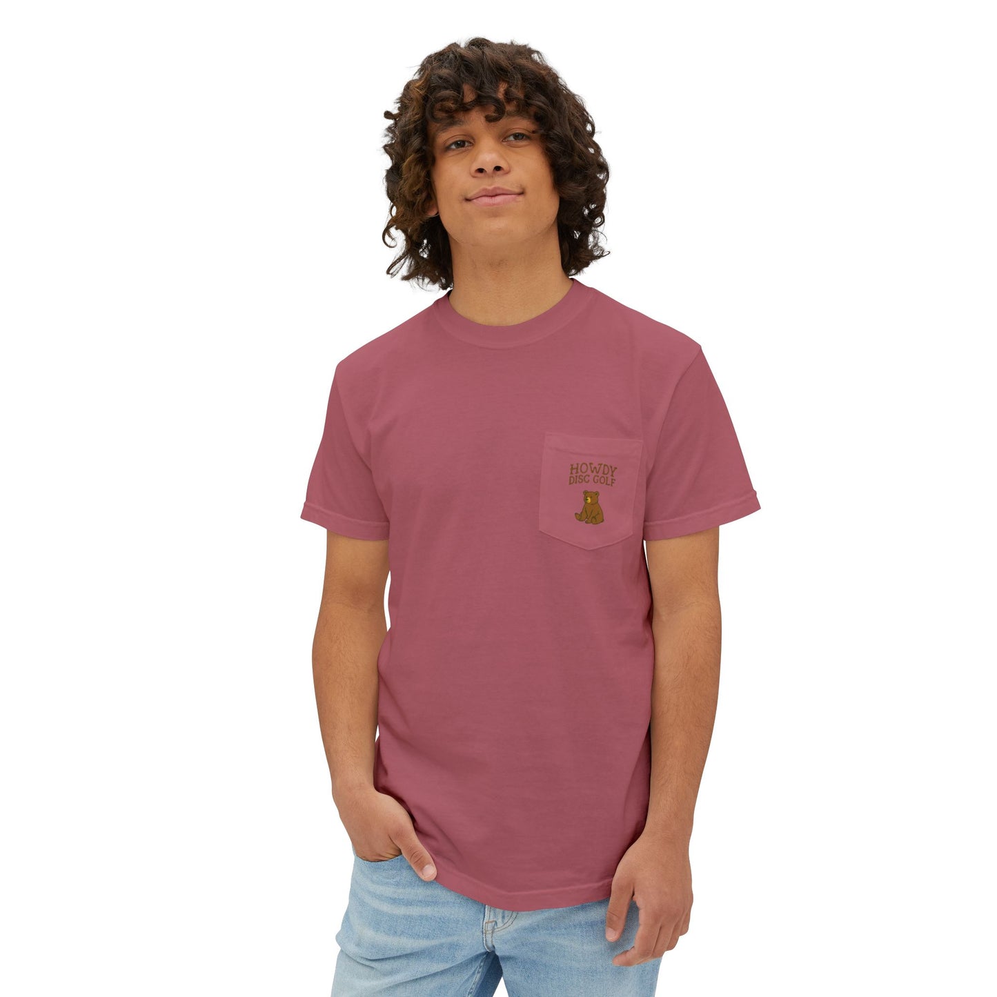 Pocket T-Shirt Playful Bear Hanging Basket Design