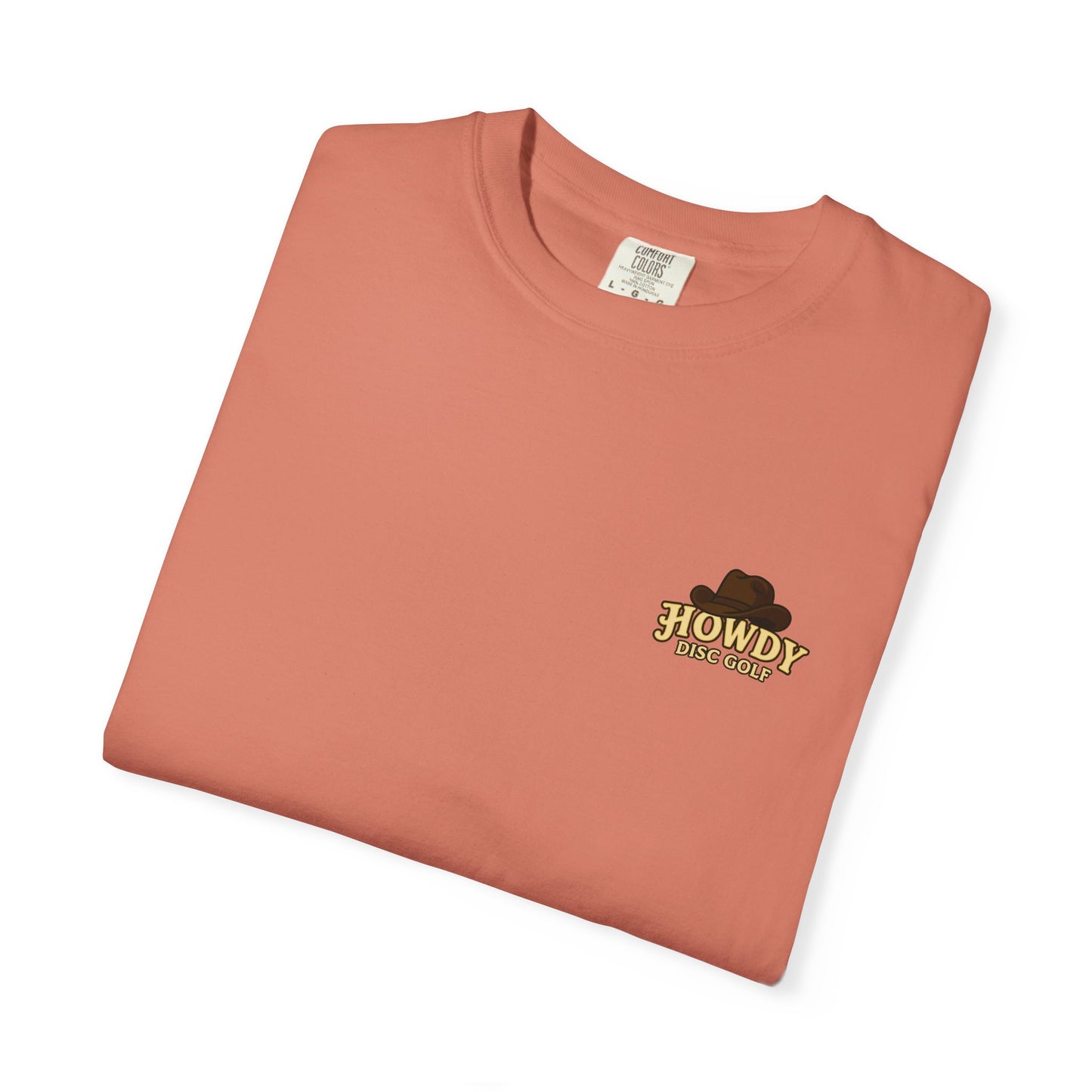 T-Shirt - Playful Bear Hanging from Disc Golf Basket - Howdy Disc Golf - Unisex Garment-Dyed
