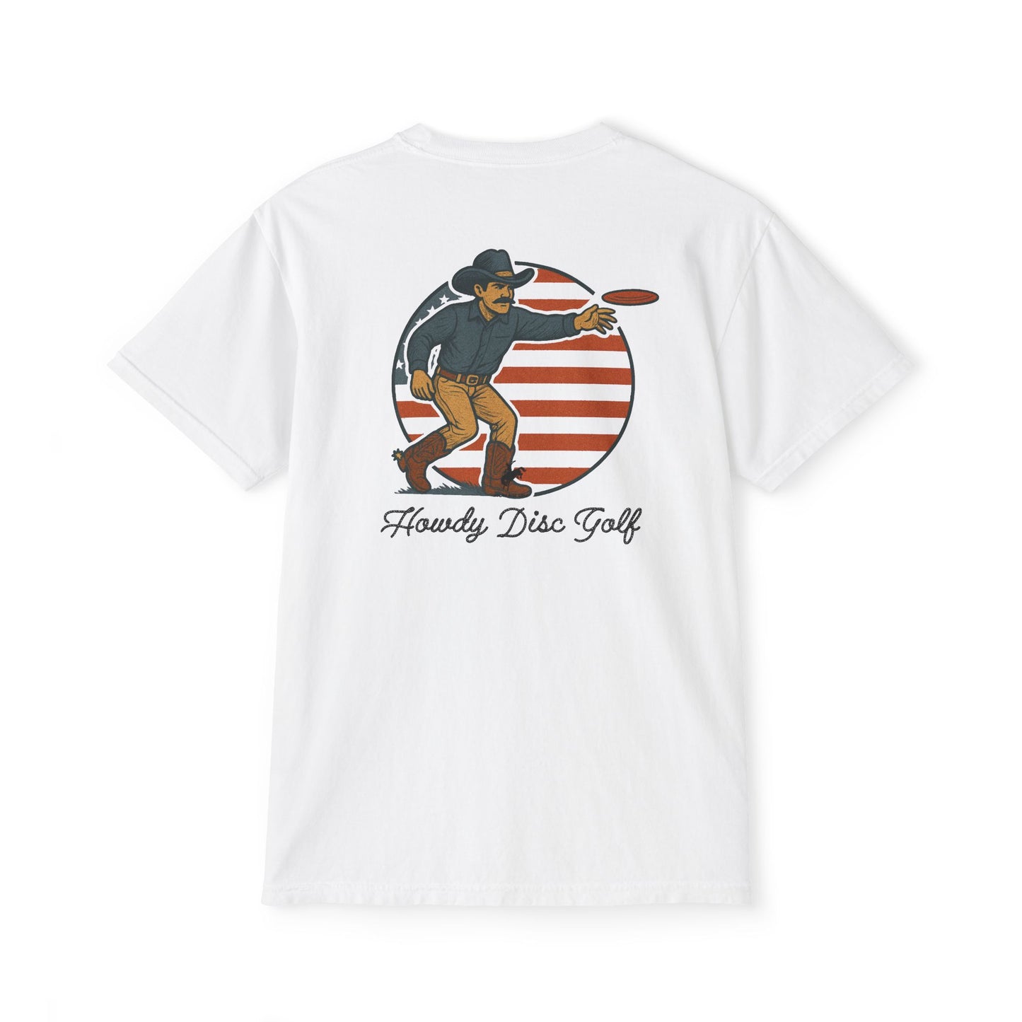 American Cowboy Huck -Patriotic Disc Golf Pocket Tee (Comfort Colors)