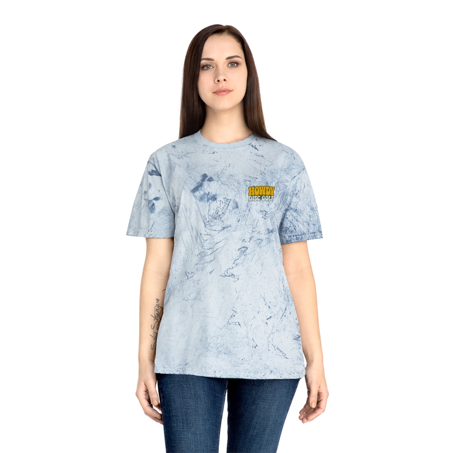 T-Shirt Howdy Disc Golf Tee 'Where Discs Are Thrown, No Evil Can Exist' Tie-Dye Design