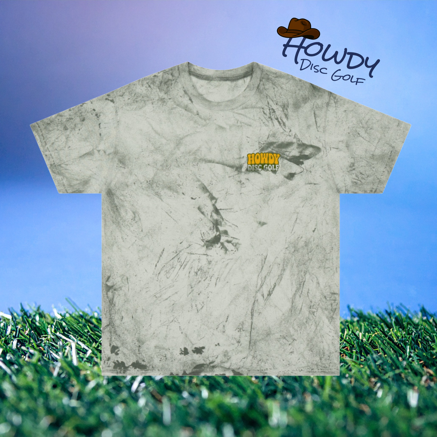 T-Shirt Howdy Disc Golf Tee 'Where Discs Are Thrown, No Evil Can Exist' Tie-Dye Design