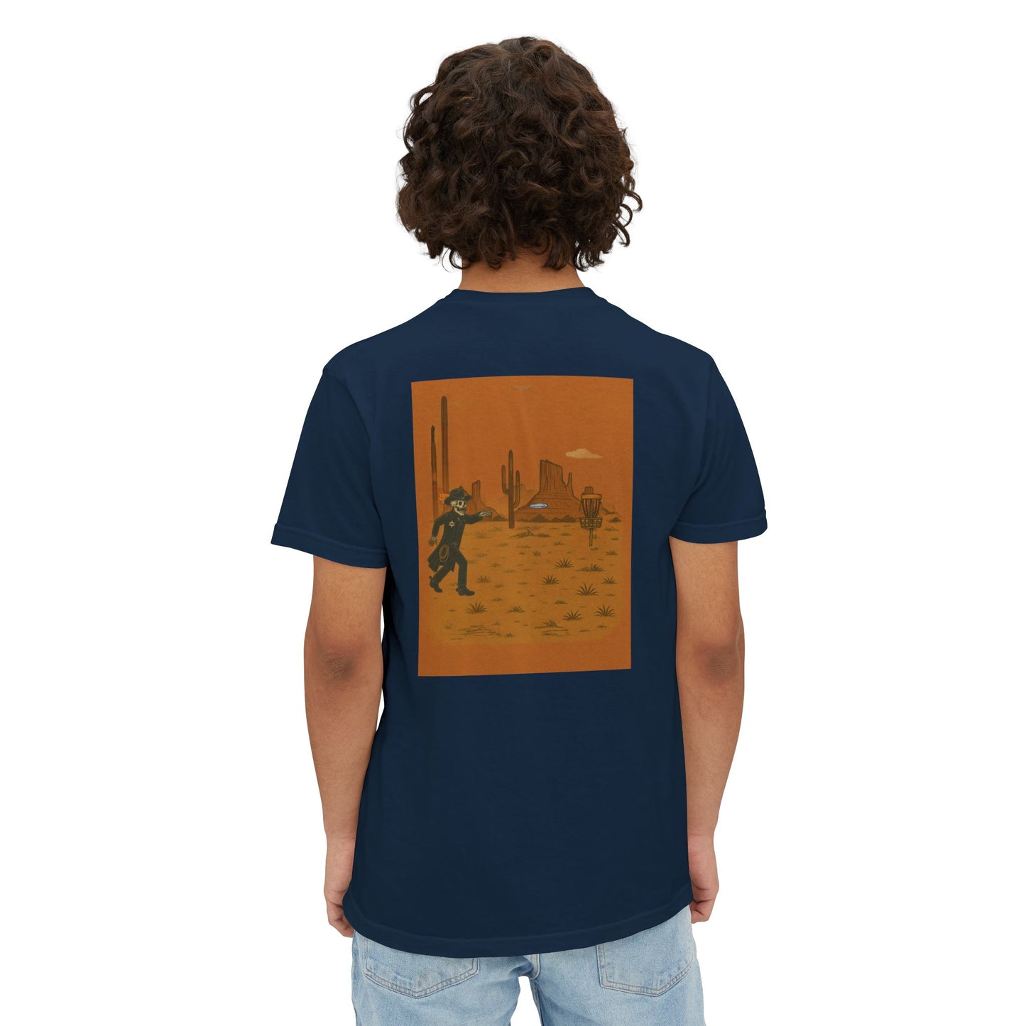 Pocket T-Shirt - 'Dead Heat Desert Fling' Disc Golf Skeleton Design