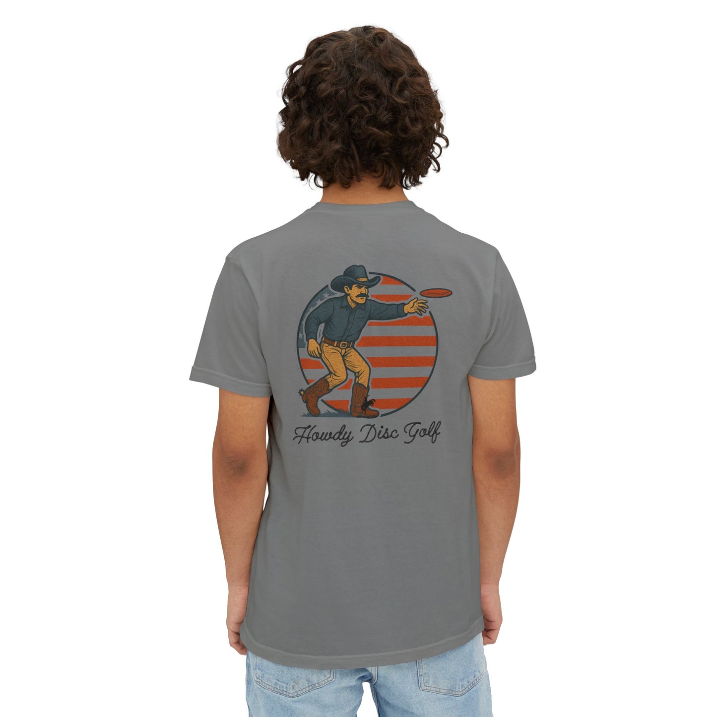 American Cowboy Huck -Patriotic Disc Golf Pocket Tee (Comfort Colors)