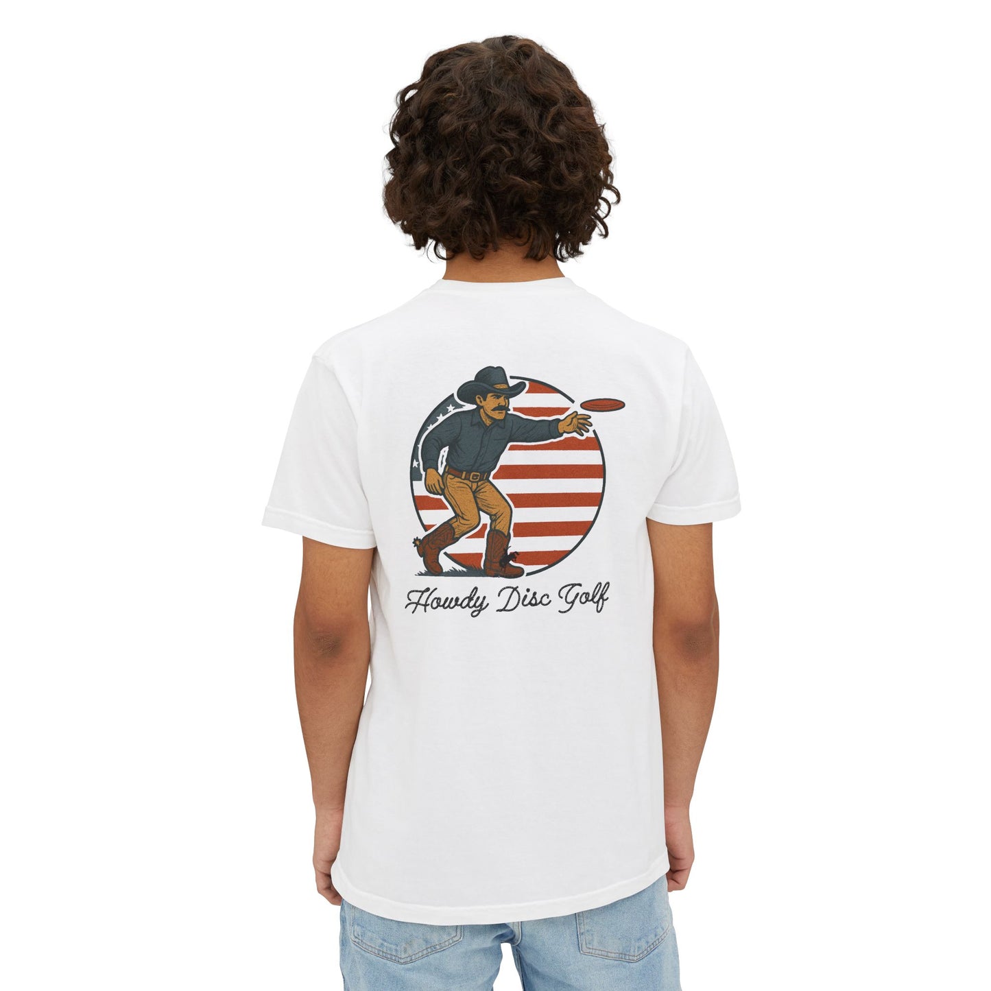 American Cowboy Huck -Patriotic Disc Golf Pocket Tee (Comfort Colors)