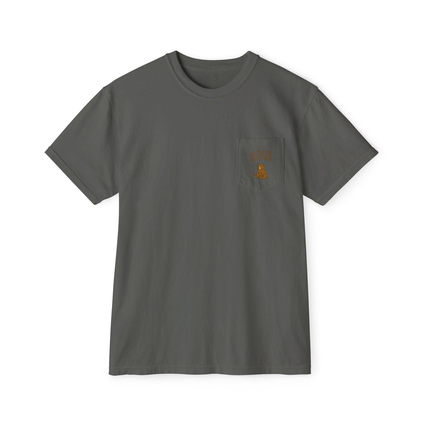 Pocket T-Shirt Playful Bear Hanging Basket Design
