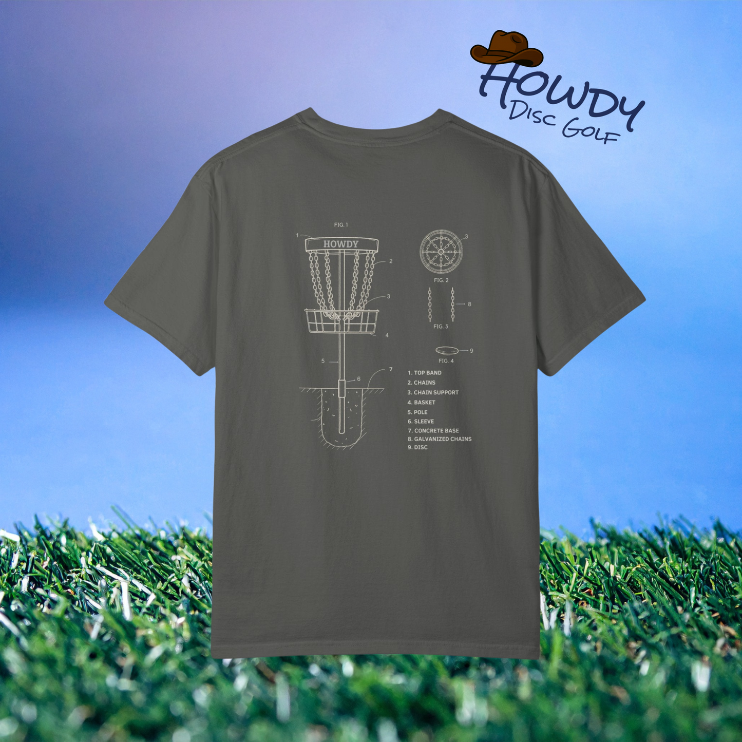 Disc Golf Basket Blueprint : Howdy Unisex T-shirt