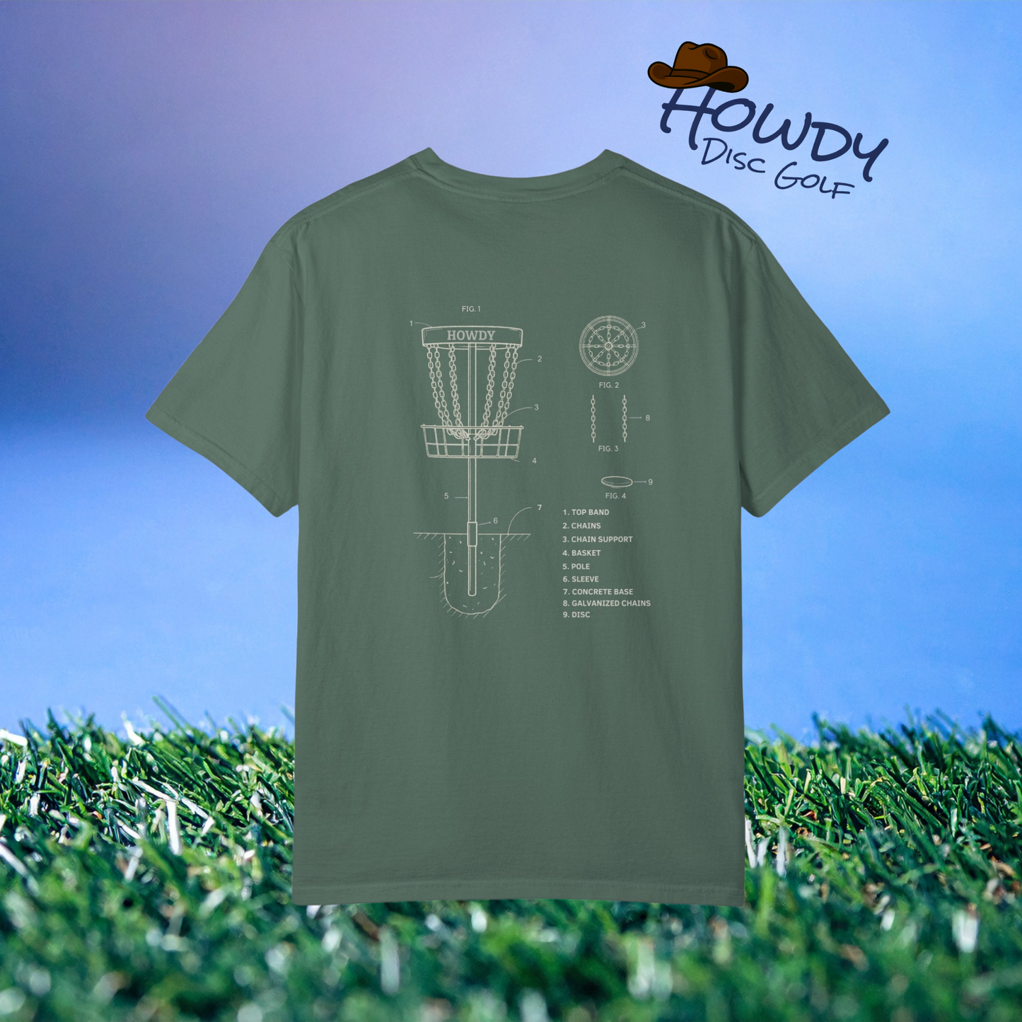 Disc Golf Basket Blueprint : Howdy Unisex T-shirt
